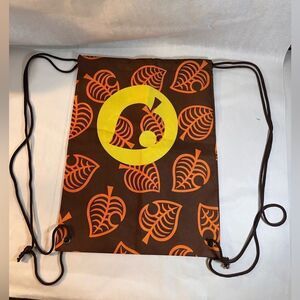 Animal Crossing New Horizons Drawstring Canvas Bag Leaves Brown Orange Nintendo